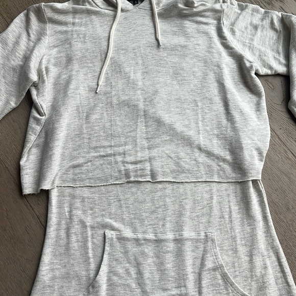 NWOT Monrow Supersoft Double Layer Hoody Dress in Ash Gray (Small) - Picture 12 of 15